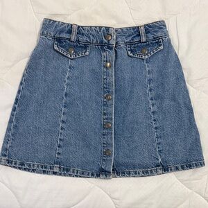 BDG Blue Denim Mini Skirt with Button Detail